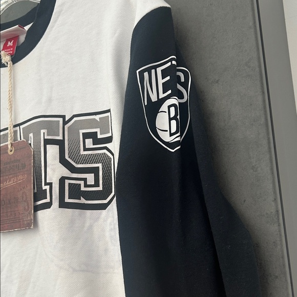 Mitchell & Ness NBA Nets Brooklyn Black White Crewneck Sweater NWT men’s Sz M - Picture 11 of 15